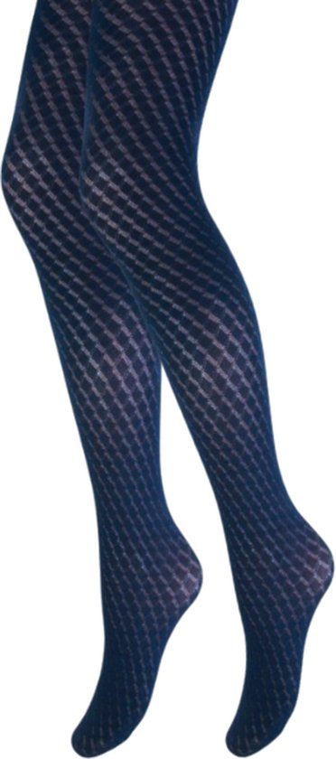 Fashion panty met wafelmotief - Marineblauw - Maat L/XL
