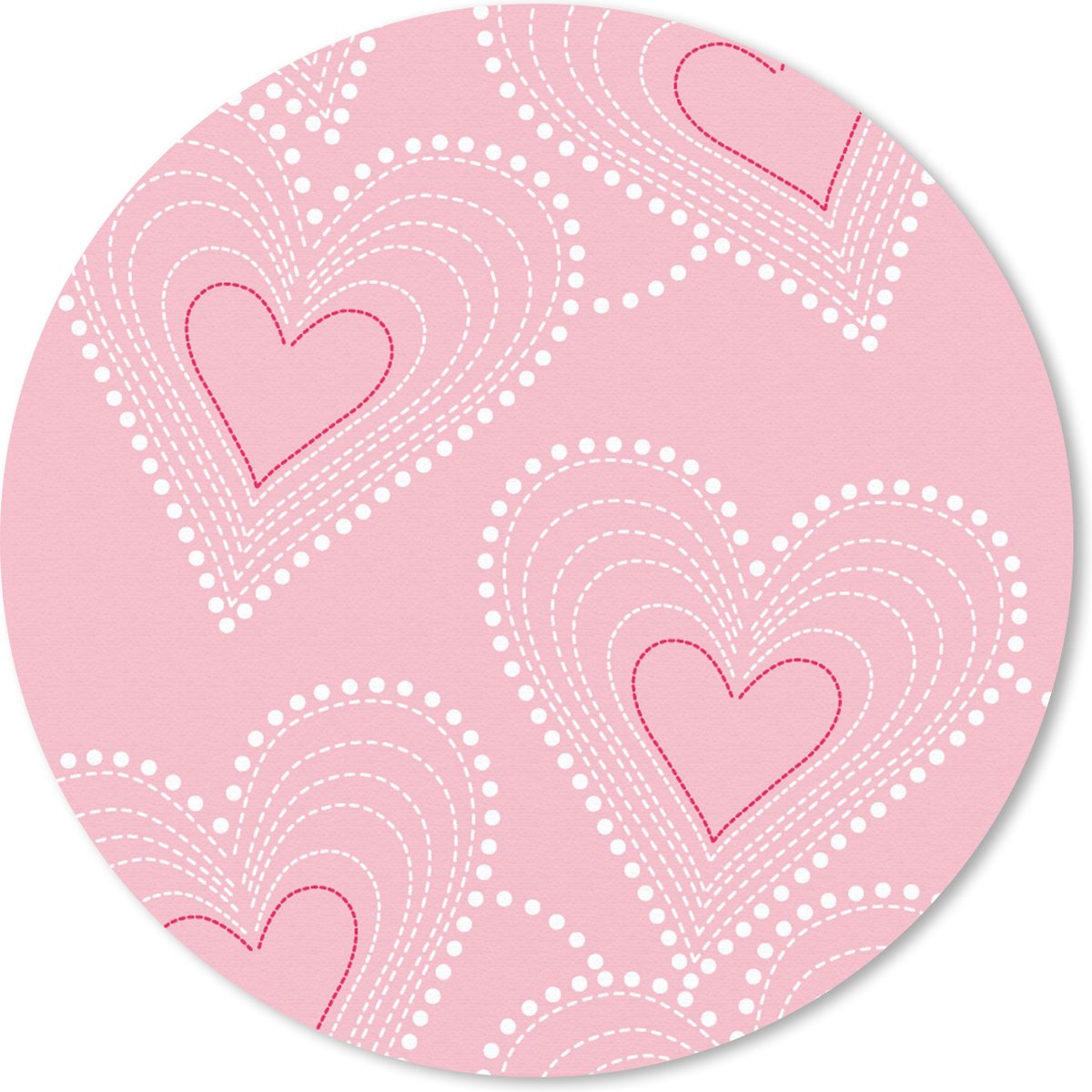 Muismat rond 50x50 cm - Mousepad Hartjes - Patronen - Roze - Ronde muismatten