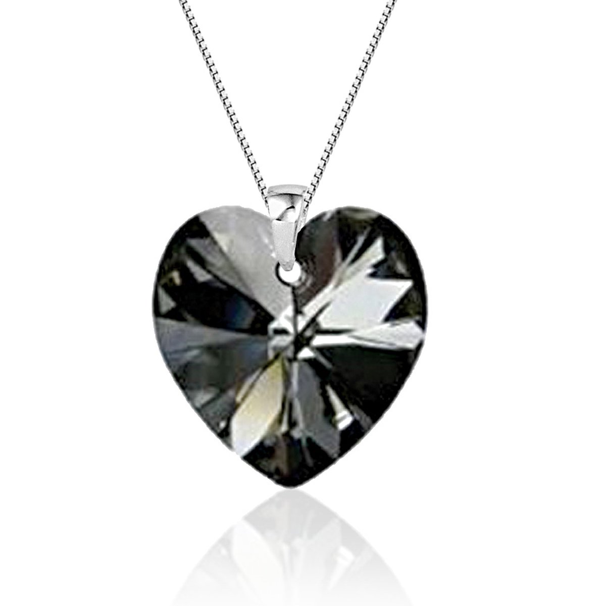 Montebello Ketting Posidonia HZ66 - Swarovski Hart - 925 Zilver Gerhod. - Ø18mm - 45cm