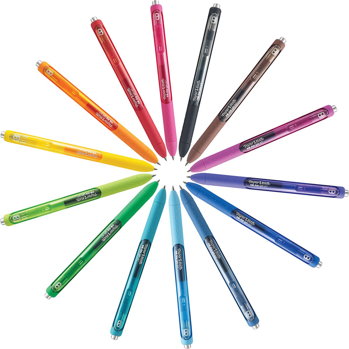 Stylos gel Paper Mate InkJoy | Pointe Medium (0) | Différentes couleurs |  14 pièces | bol