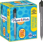 Paper Mate InkJoy 100RT-balpennen met drukknop | Medium punt (1,0 mm) | Zwart | 100 stuks
