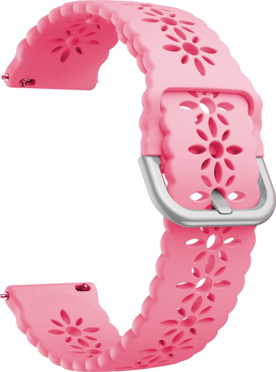 Strap-it Smartwatch strap 20mm - bracelet en silicone avec motif adapté pour Samsung Galaxy Watch 5 & 5 Pro / Watch 4 & 4 Classic / Watch 3 41mm / Galaxy Watch 42mm / Galaxy Watch Active & Active2 / Gear Sport - rose lumineux