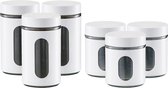 Zeller - 6x bocaux de cuisine inox - blanc - 2 formats 600 ml / 900 ml