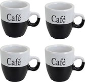 Mug à café - set 8x pièces - noir - céramique - 150 ml