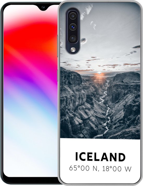 Coque Samsung Galaxy A50 - Islande - Soleil - Montagnes - Coque de téléphone en Siliconen