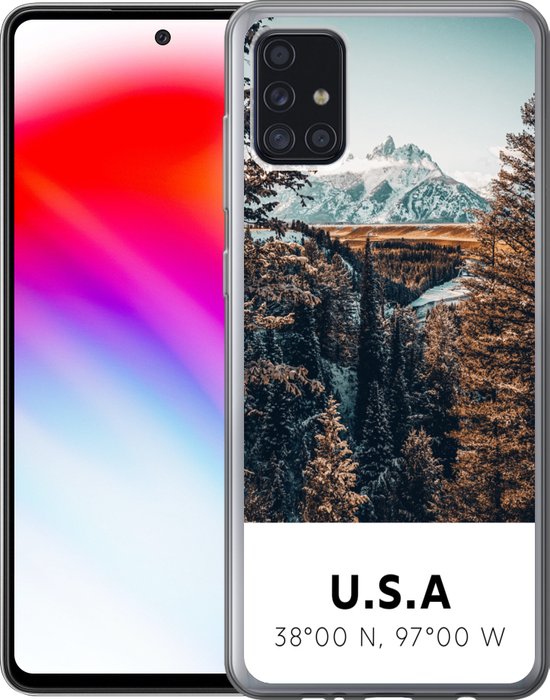 Telefoonhoesje Geschikt voor Samsung Galaxy A52 5G hoesje - Amerika - Bergen - Bomen - Siliconen Telefoonhoesje Telefoonhoesje