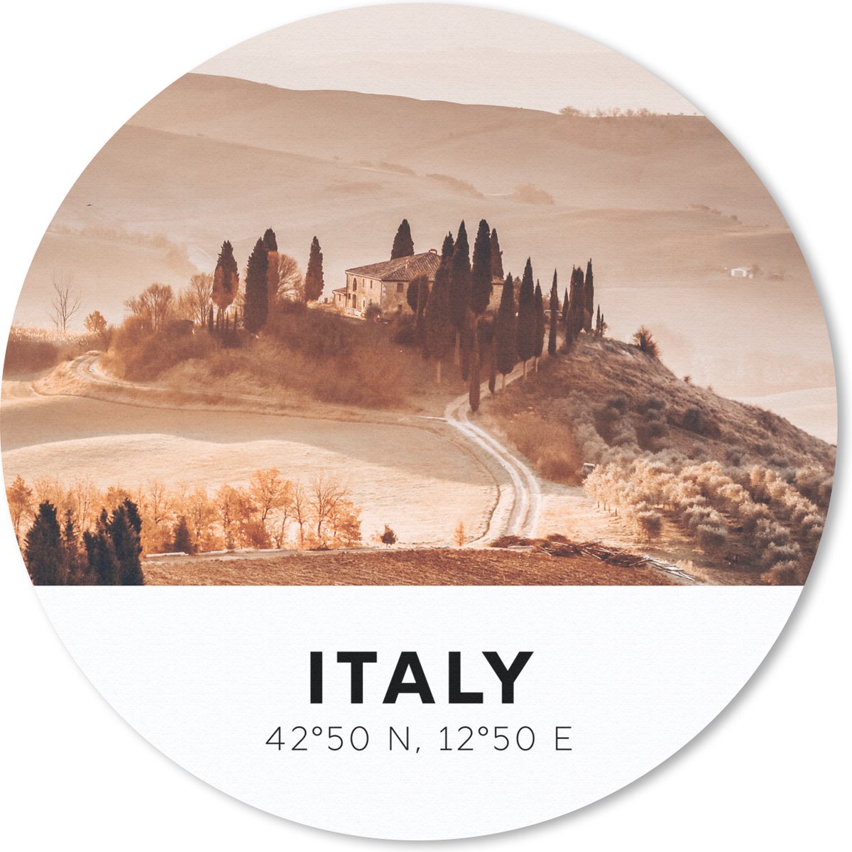 Muismat rond 20x20 cm - Mousepad Italië - Toscane - Zomer - Ronde muismatten