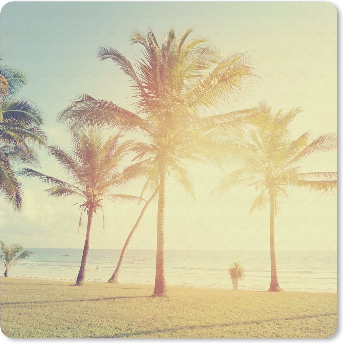 Muismat 30x30 cm - Mousepad Zee - Palmboom - Zomer - Zon - Strand - Muismatten