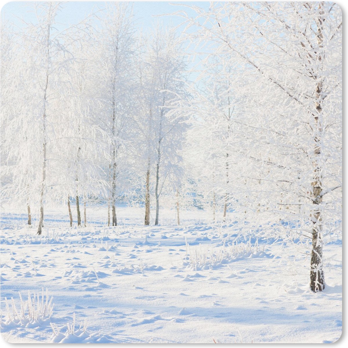 Muismat 30x30 cm - Mousepad Sneeuw - Bomen - Winter - Muismatten
