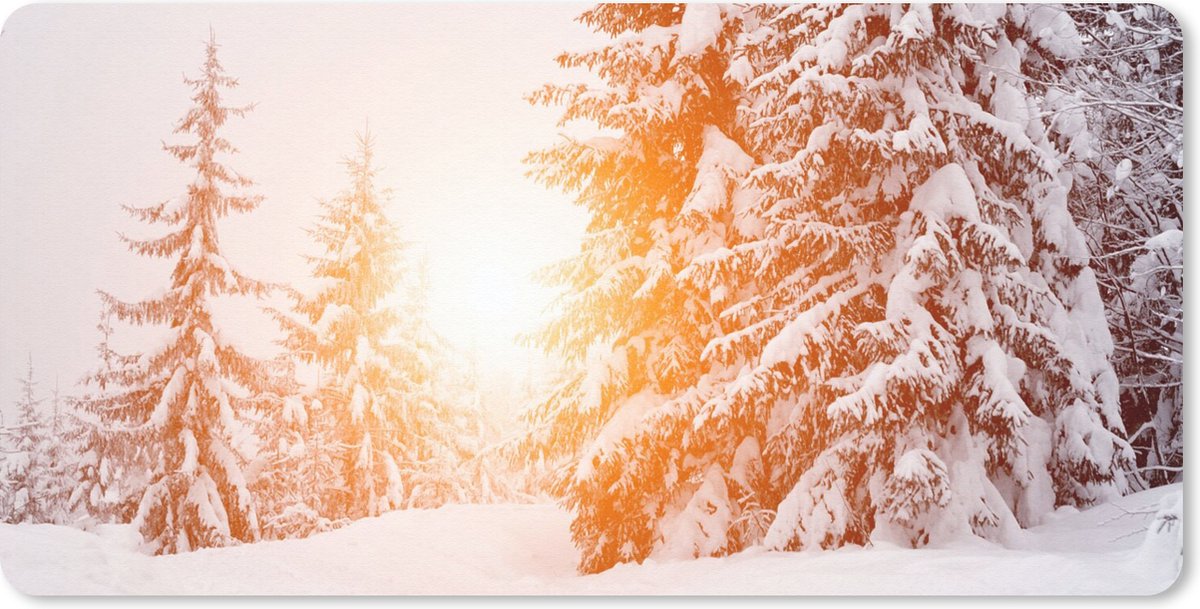 Bureauonderlegger - Zon - Bomen - Sneeuw - 60x30 - Muismat