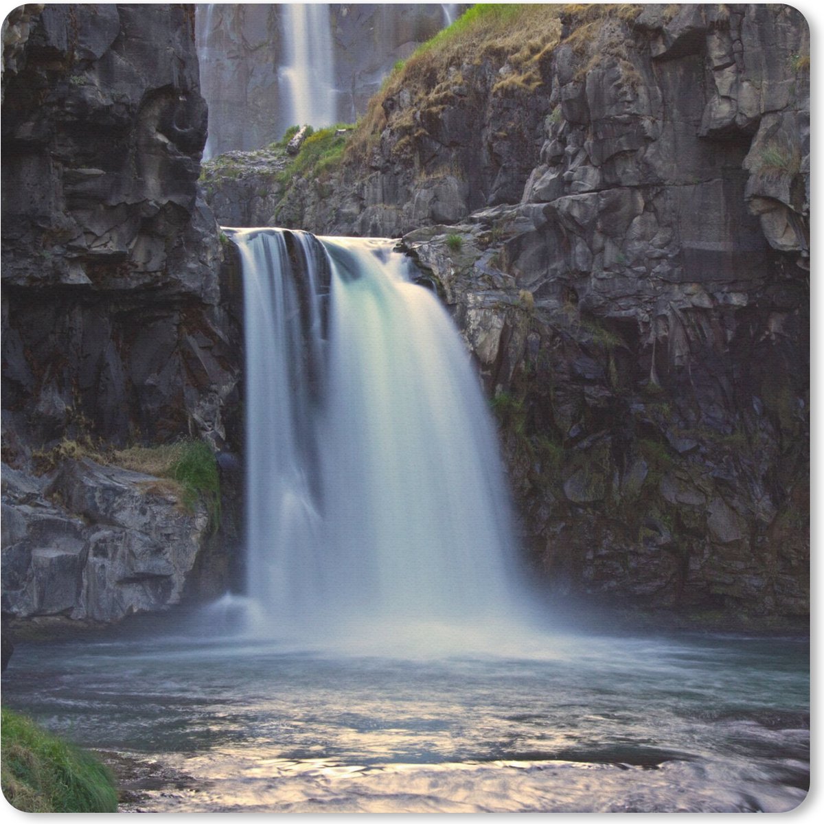 Muismat 20x20 cm - Mousepad Waterval - Water - Rotsen - Muismatten