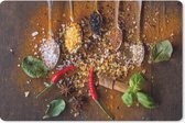Muismat - Mousepad - Lepels - Kruiden - Chilipeper - Specerijen - Zout - 27x18 cm - Muismatten