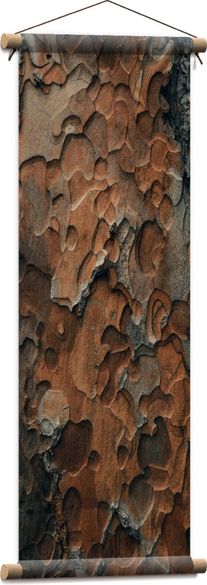 WallClassics - Textielposter - Bruin/zwarte Boomschors - 30x90 cm Foto op Textiel