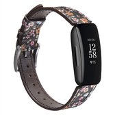 YONO Leer Bandje geschikt voor Fitbit Inspire 3 - Vervangende Lederen Armband - Floral