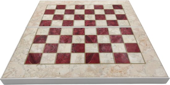 Thumbnail van een extra afbeelding van het spel Rood/wit backgammon spel - maat L - met schaakbord en schaakstukken