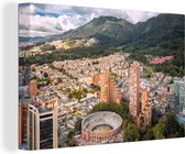 Canvas Schilderij Luchtfoto van Bogota in Colombia - 30x20 cm - Wanddecoratie