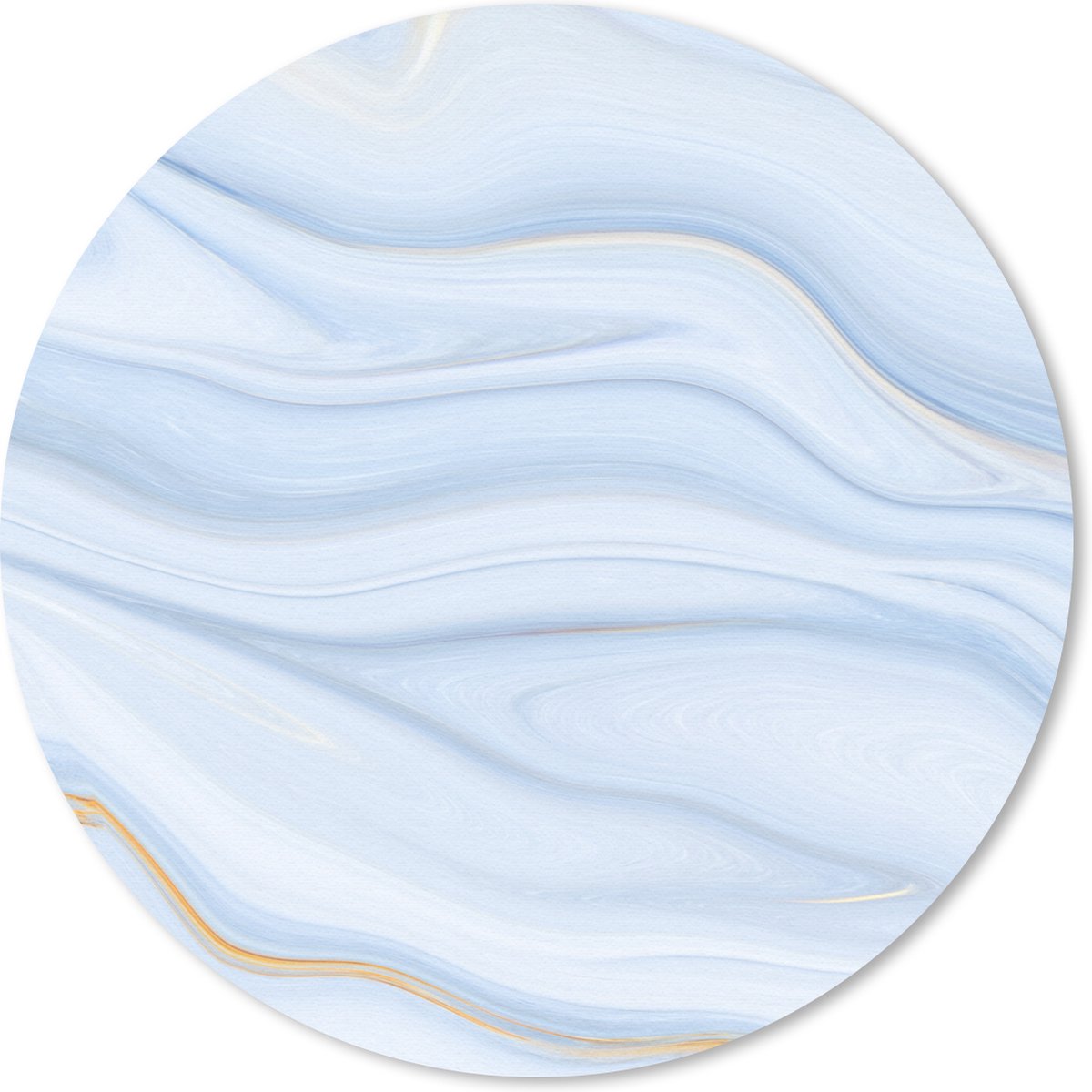 Muismat - Mousepad - Rond - Marmer - Golf - Blauw - Patronen - Marmerlook - Pastel - 40x40 cm - Ronde muismat