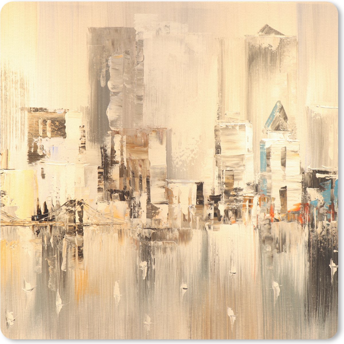 Muismat 30x30 cm - Mousepad Schilderij - Olieverf - Abstract - Skyline - Muismatten