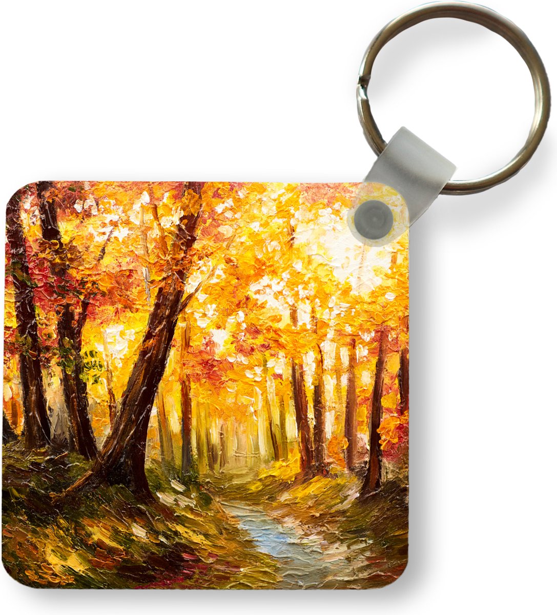 Sleutelhanger - Uitdeelcadeautjes - Schilderij - Herfst - Bos - Olieverf - Plastic