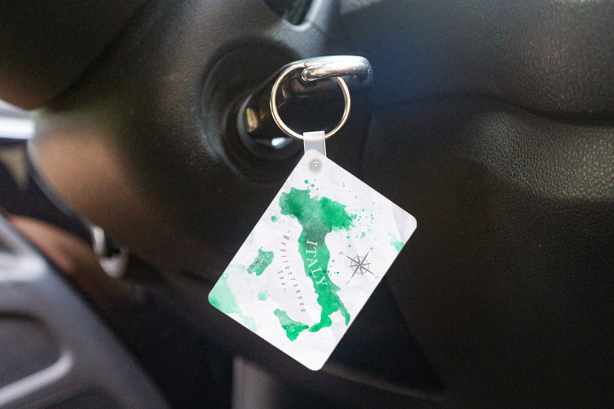 Sleutelhanger - Wereldkaart - Waterverf - Groen - Uitdeelcadeautjes - Plastic