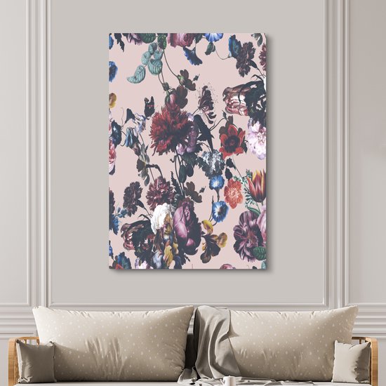 Peintures sur Toile - Fleurs - Motifs - Vintage - 120x180 cm - Décoration murale XXL