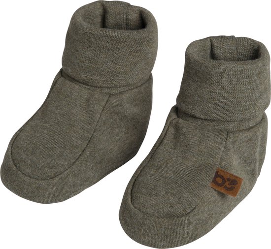 Baby's Only Slofjes Melange - Khaki - 3-6 mnd - 100% ecologisch katoen - GOTS