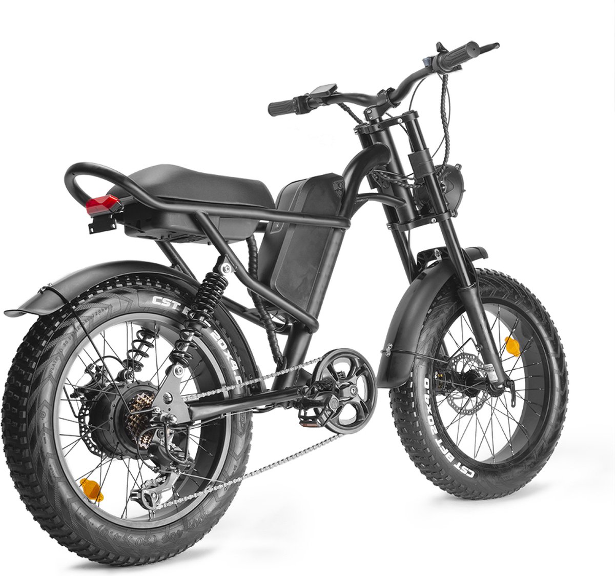 IDpoo Elektrische Fiets - Fatbike - Rijklaar - Max snelheid 35km/u - Retro E-bike - Elektrische Fiets - 20 Inch banden - 7 Shimano versnellingen - 500W Motor - 48V 15.6AN Lithium accu - Carbon Staal Zwart