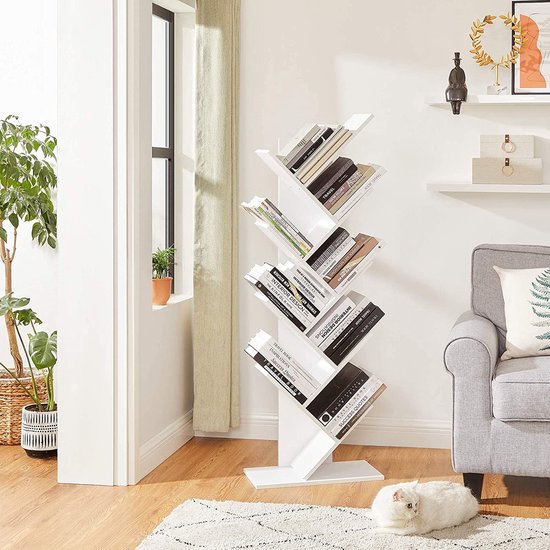 MIRA Home - Boekenplank - Boekenkast - Wit - Hout - ‎50 x 25 x 141.5cm