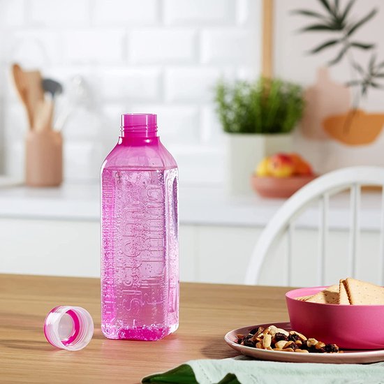 Sistema Waterfles, vierkant, 1 l, BPA-vrije waterfles, dicht sluitend deksel, gripvaste vorm, gemengde kleuren van Merkloos — afbeelding 2