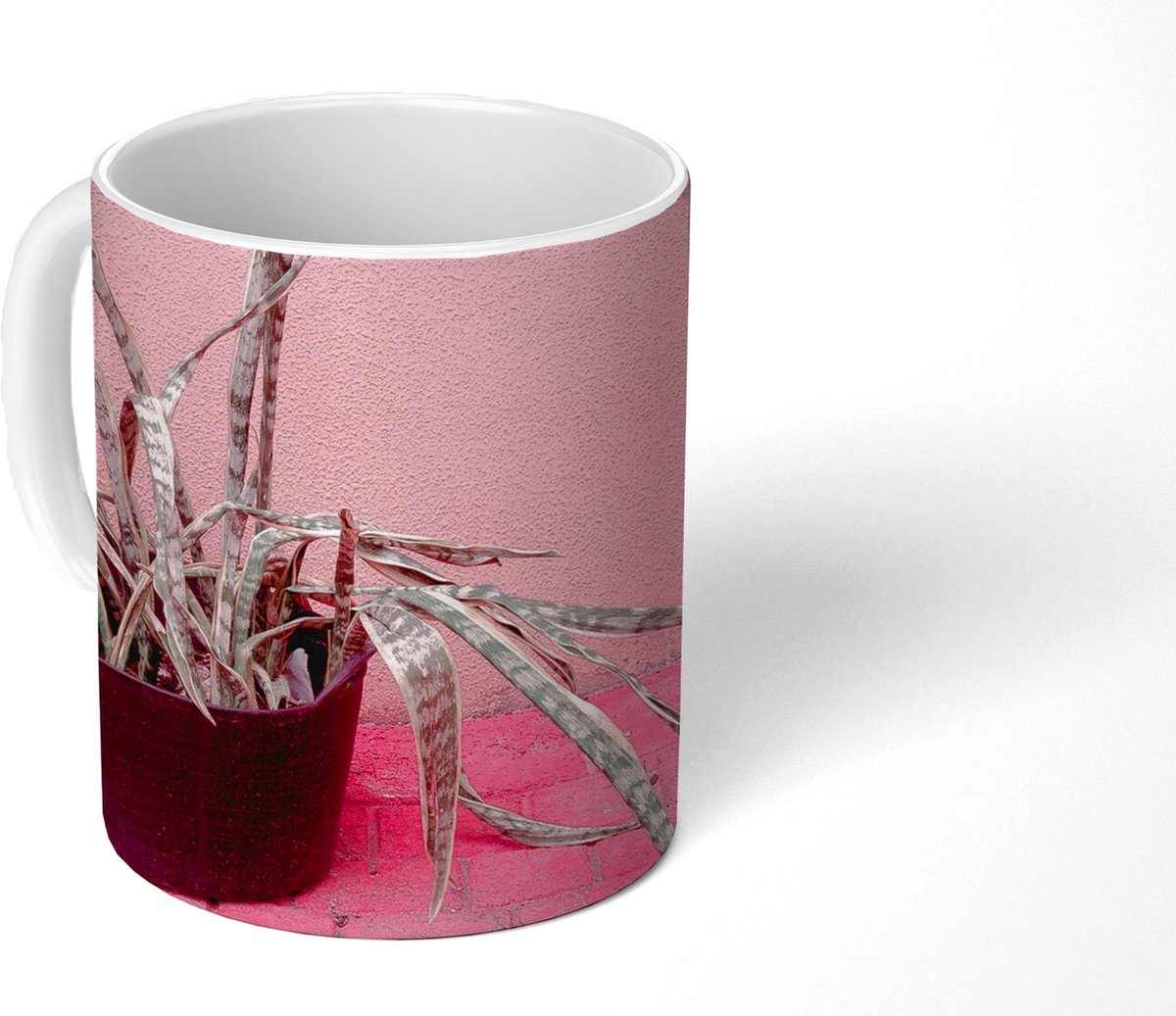 Mok - Koffiemok - Zomer - Roze - Planten - Mokken - 350 ML - Beker - Koffiemokken - Theemok