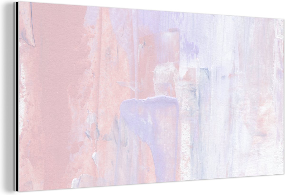Wanddecoratie Metaal - Aluminium Schilderij Industrieel - Verf - Pastel - Design - 80x40 c