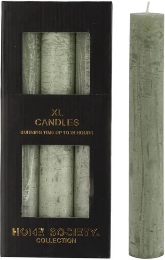Home Society - Dinner Candle XL 3,5 x 24cm - 9 stuks - Celadon - Lichtgroen - branduren 24 uur