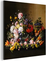 Décoration murale Métal - Peinture Aluminium Industrielle - Nature morte aux fleurs et fruits - Oeuvre d'art - Maîtres anciens - 90x90 cm - Dibond - Photo sur aluminium - Décoration murale industrielle - Pour le salon / chambre