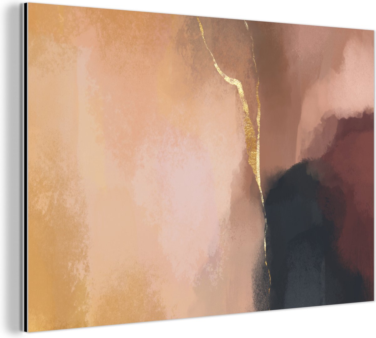 Wanddecoratie Metaal - Aluminium Schilderij Industrieel - Abstract - Verf - Pastel - 90x60