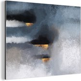Wanddecoratie Metaal - Aluminium Schilderij Industrieel - Wolken - Gold - Abstract - 120x90 cm - Dibond - Foto op aluminium - Industriële muurdecoratie - Voor de woonkamer/slaapkamer