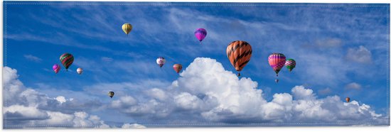 WallClassics - Vlag - Gropeje Luchtballonnen bij Witte Wolken - 60x20 cm Foto op Polyester Vlag