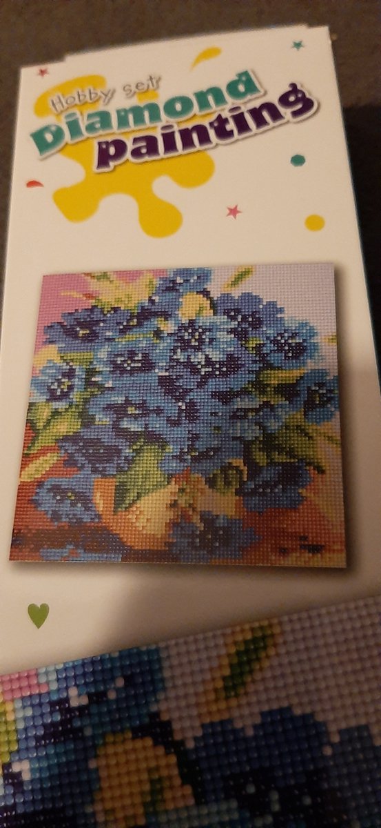 Diamond paintingset- blauwe bloemen - 30x30 cm