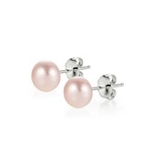 PROUD PEARLS® zilveren pareloorbellen knopjes roze parels medium