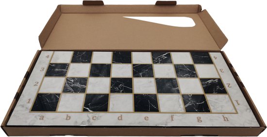 Thumbnail van een extra afbeelding van het spel Groot inklapbaar wit schaakbord - maat XXL - inclusief houten schaak stukken