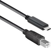 USB-C naar USB-B kabel - USB2.0 - tot 2A / zwart - 1,8 meter