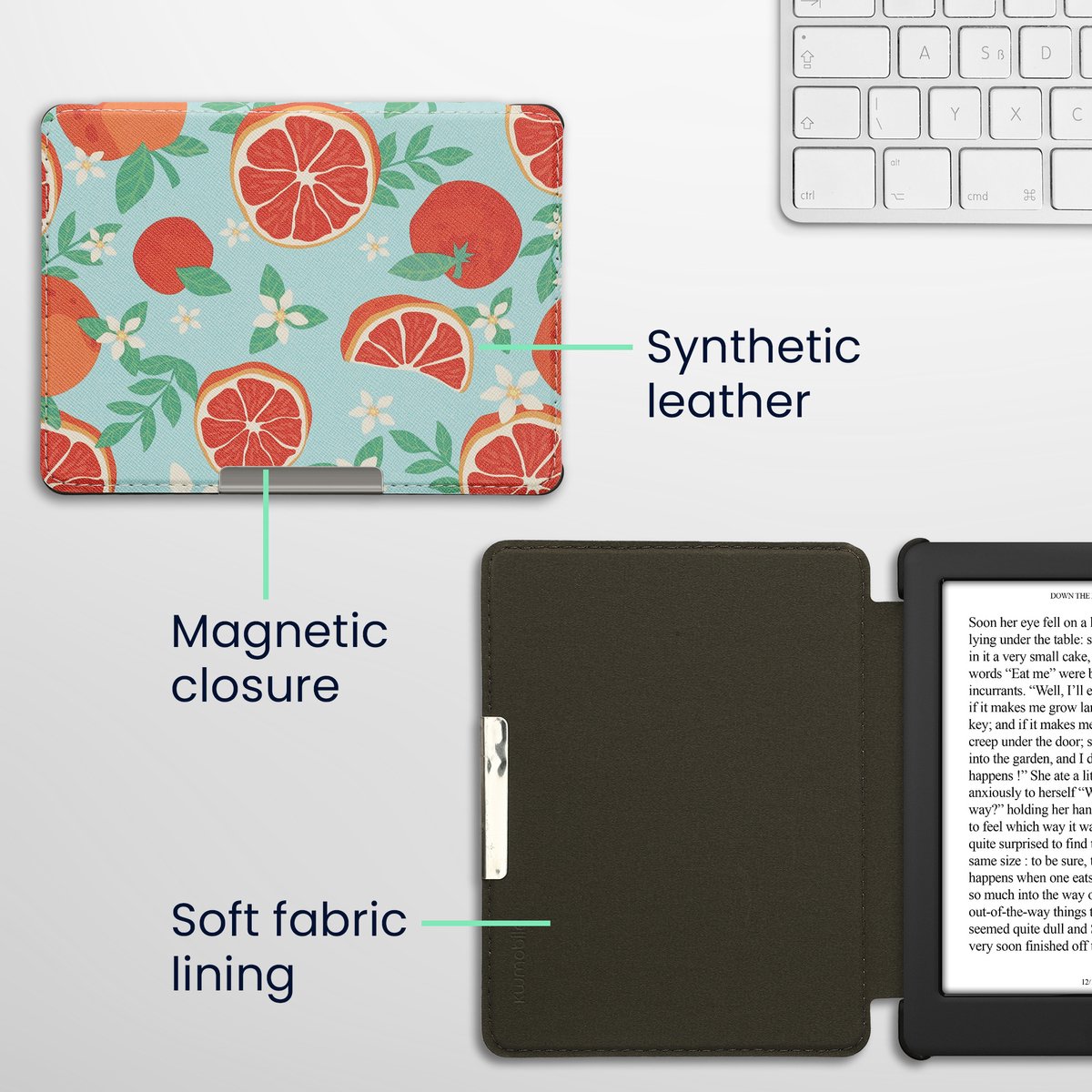 kwmobile Etui Klapphülle für Kobo Glo HD / Touch 2.0, Hülle eReader, DOPPELTER SCHUTZ: Diese