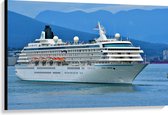 WallClassics - Toile - Bateau de croisière naviguant au départ de Montagnes - 120x80 cm Photo sur toile (Décoration murale sur toile)