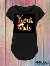 Shirt met lange rug "Kerst Muts" Zwart / XL (42-44)