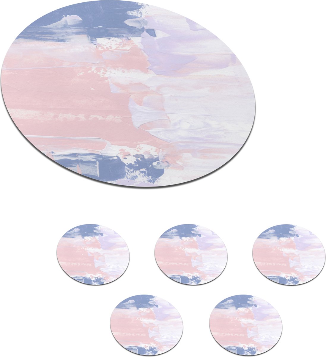 Onderzetters voor glazen - Rond - Pastel - Design - Verf - 10x10 cm - Glasonderzetters - 6 stuks