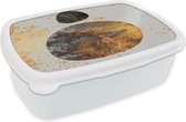 Broodtrommel Wit - Lunchbox - Brooddoos - Abstract - Ruimte - Goud - 18x12x6 cm - Volwassenen