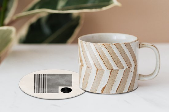 Sous-verres pour verres - Rond - Carré - Minimalisme - Abstrait - 10x10 cm - Sous-verres en verre - 6 pièces