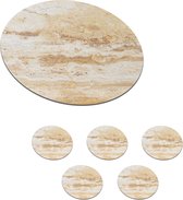 Onderzetters voor glazen - Rond - Marmer - Zand - Textuur - 10x10 cm - Glasonderzetters - 6 stuks