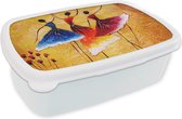 Broodtrommel Wit - Lunchbox - Brooddoos - Schilderij - Vrouwen - Jurk - Olieverf - 18x12x6 cm - Volwassenen