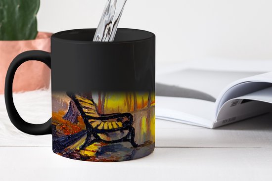 Magische Mok - Foto op Warmte Mokken - Koffiemok - Schilderij - Bank - Water - Licht - Olieverf - Magic Mok - Beker - 350 ML - Theemok