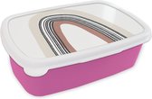 Broodtrommel Roze - Lunchbox - Brooddoos - Regenboog - Pastel - Design - 18x12x6 cm - Kinderen - Meisje
